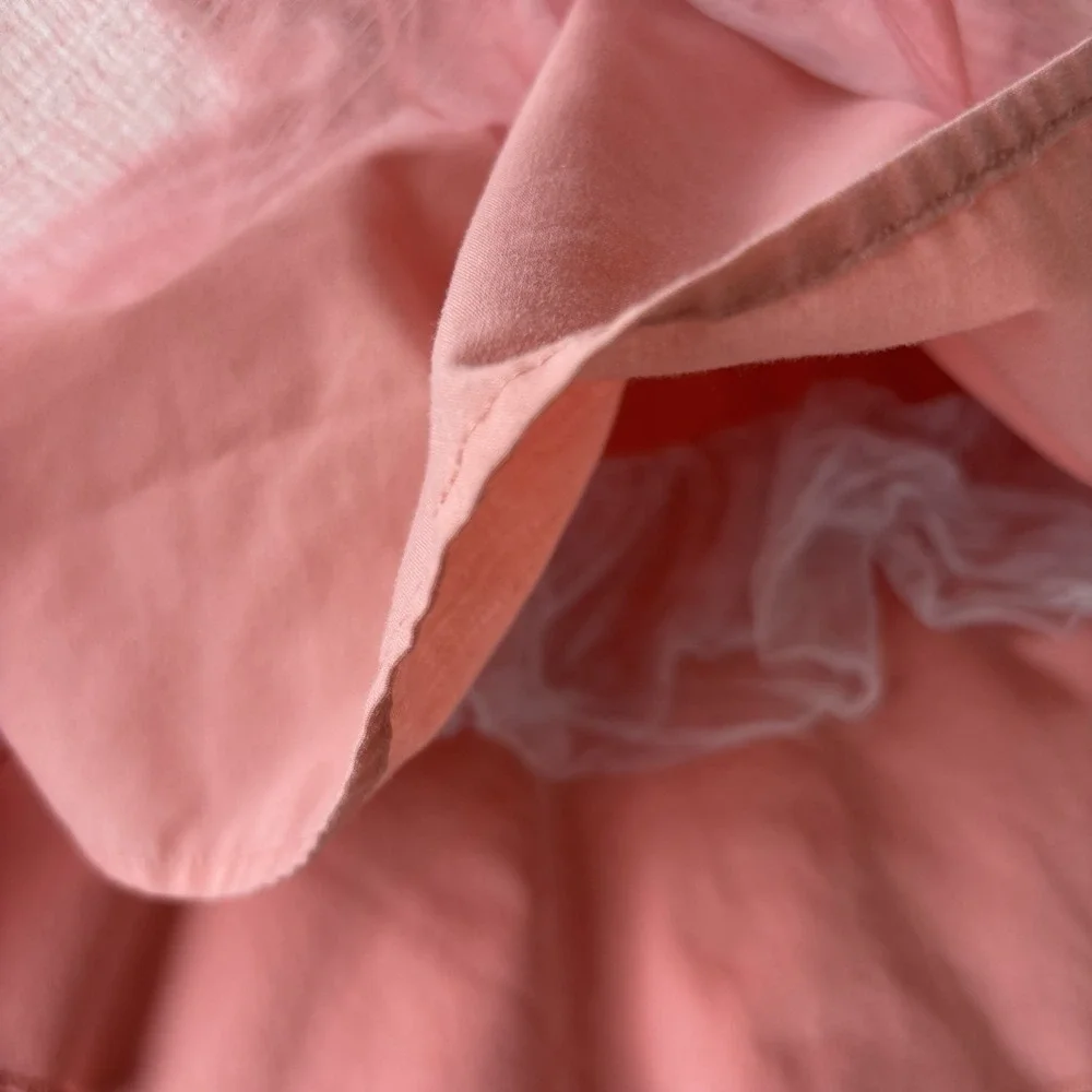 Mayoral Rose Pink Ruffled Square Neckline Dress Girls 12-18 M Easter Party‎